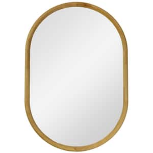 24 in. x 36 in. Natural Oblong Oak Wood Mirror with Curved Frame