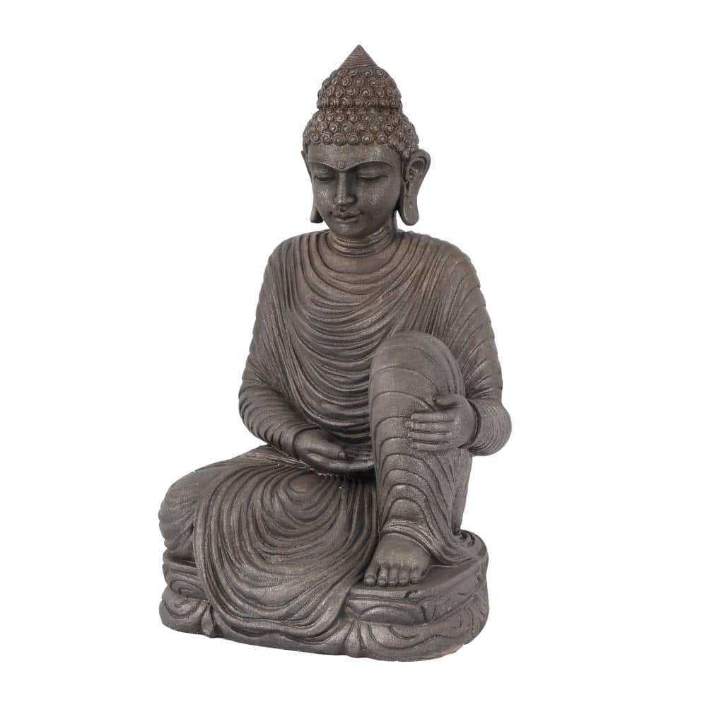 Litton Lane 36 in. Magnesium Oxide Indoor Outdoor Meditating Buddha Garden Sculpture