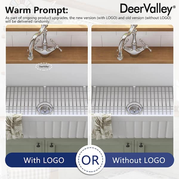 DEERVALLEY Solstice White Fireclay 33 in. L x 18 in. W