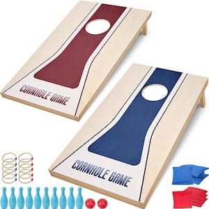 3 ft. x 2 ft. 3 in 1 Cornhole Board Set - Cornhole Games, Tabletop Bowling Game, Ring & Yard Toss Game for Kids & Family