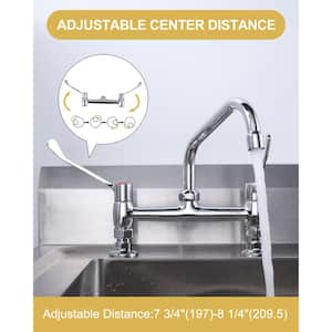 Double Handles Deck Mount Faucet with 8 in. Swivel Spout, Standard Kitchen Faucet in Polished Chrome