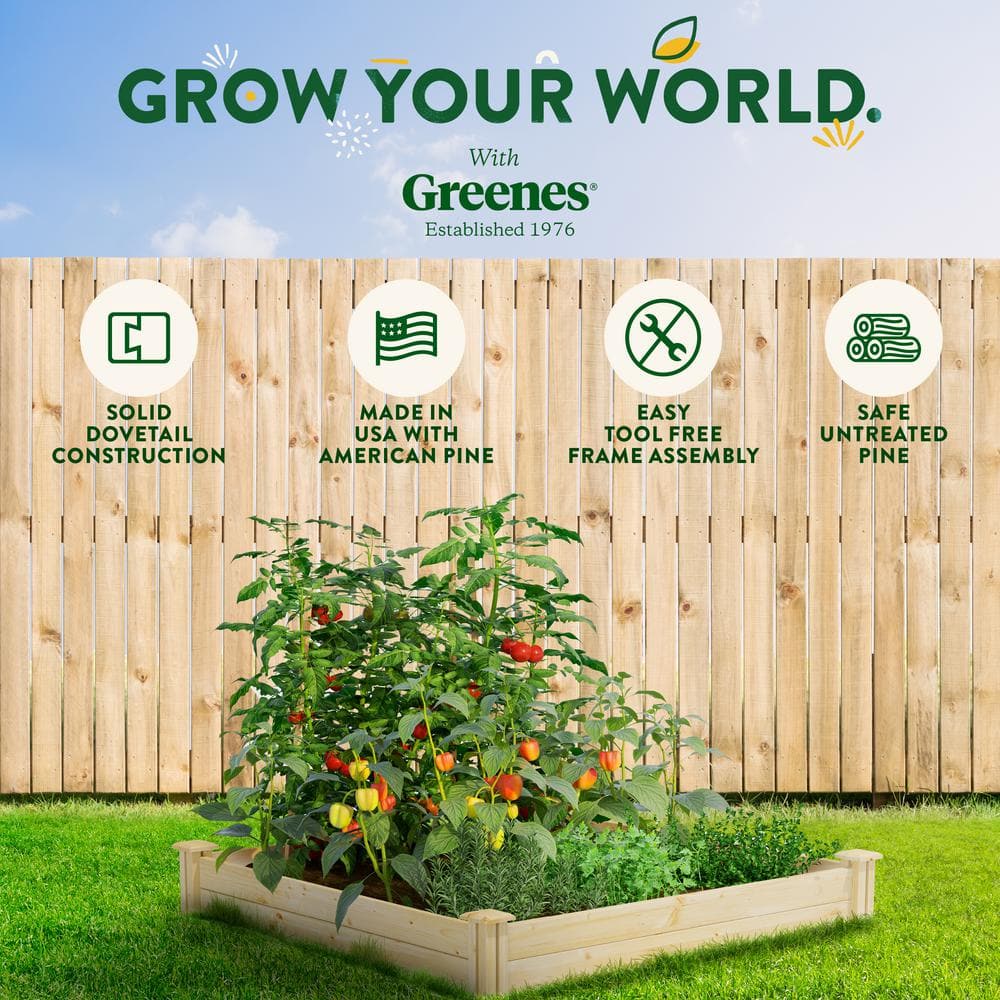 Green 48" x 48" x 7" Pine Raised Garden Bed