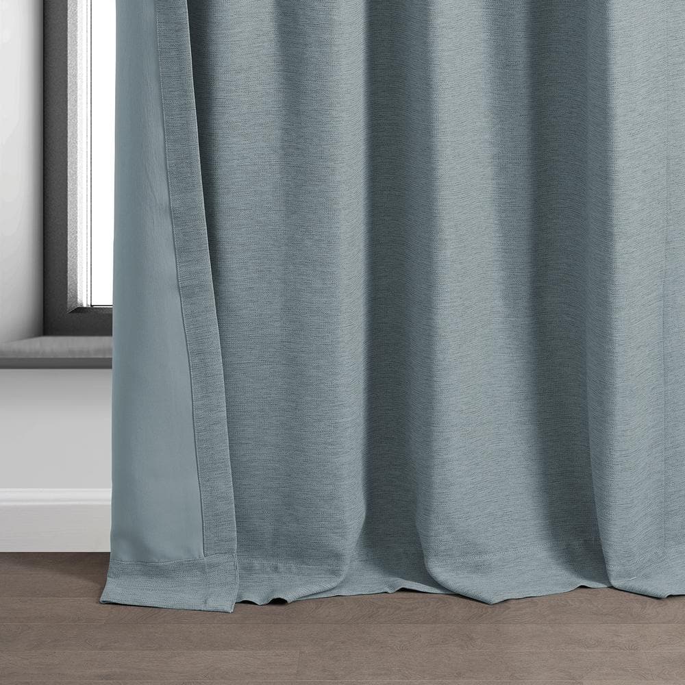 Gulf Blue Polyester Blackout Puddle Length Window Panel