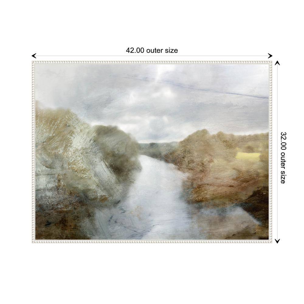 42" x 32" Abstract Landscape Canvas Wall Art with White Frame