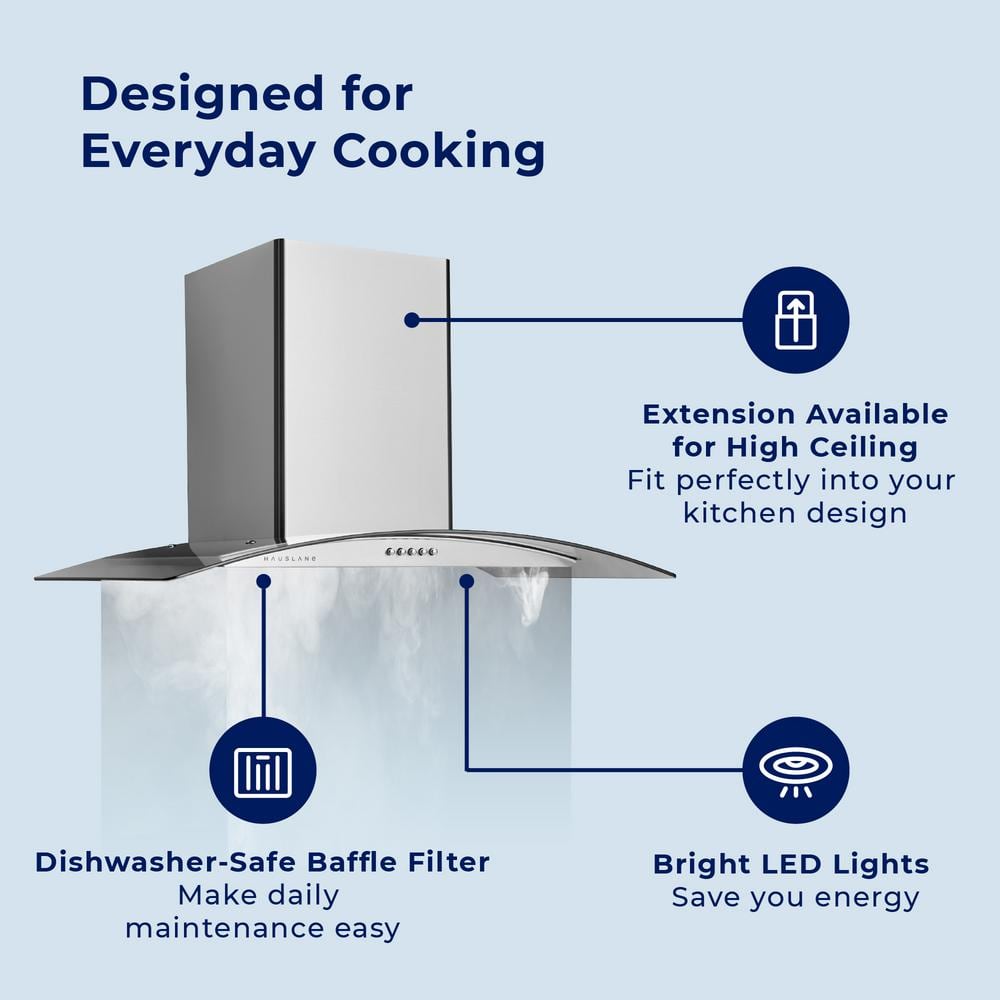 30" Stainless Steel Convertible Wall Mount Range Hood with Charcoal Filter