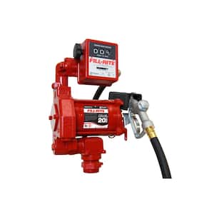 115-Volt 1/3 HP 20 GPM Fuel Transfer Pump With Discharge Hose Manual Nozzle and Mechanical Gallon Meter