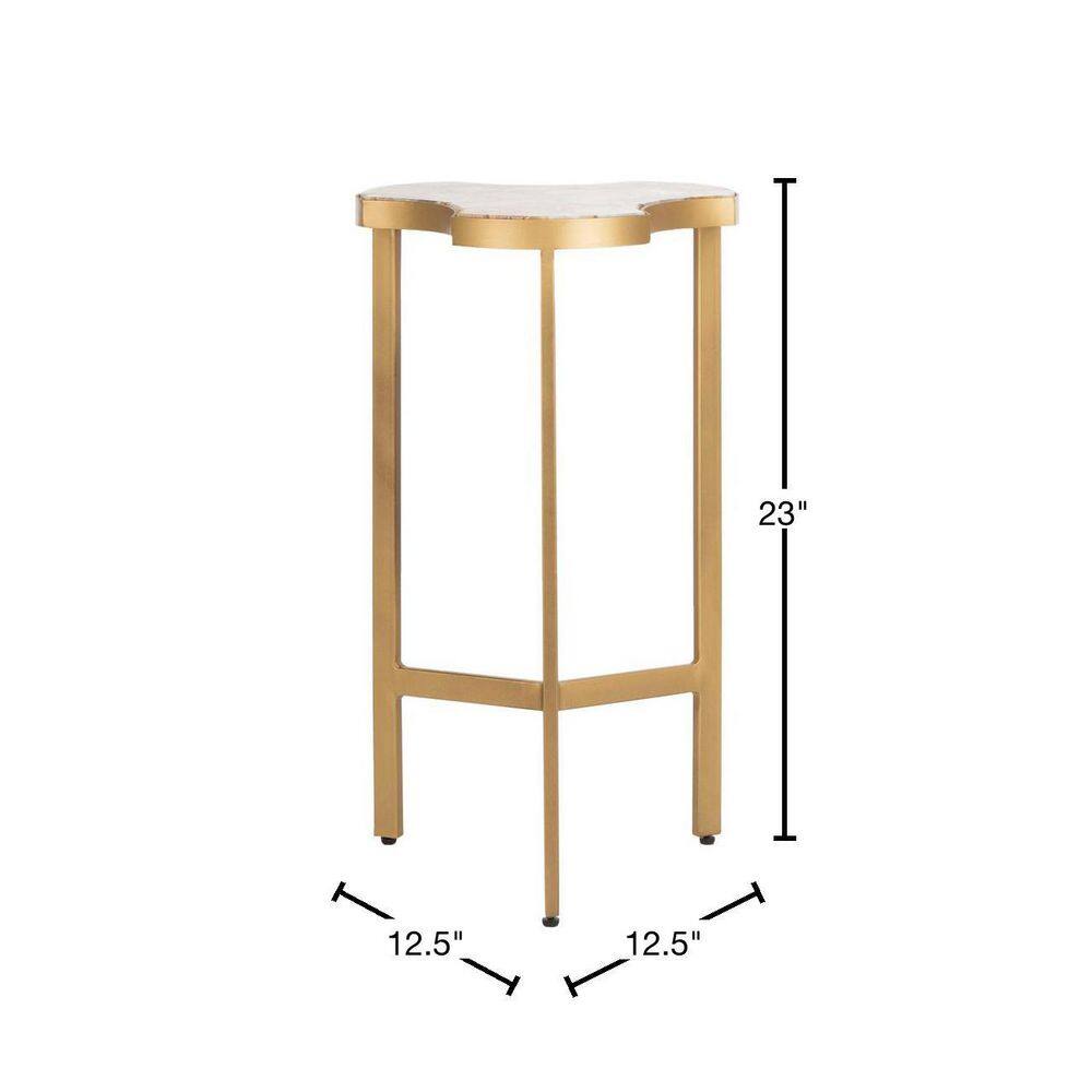 Suki White and Gold Triangular Metal Accent Table