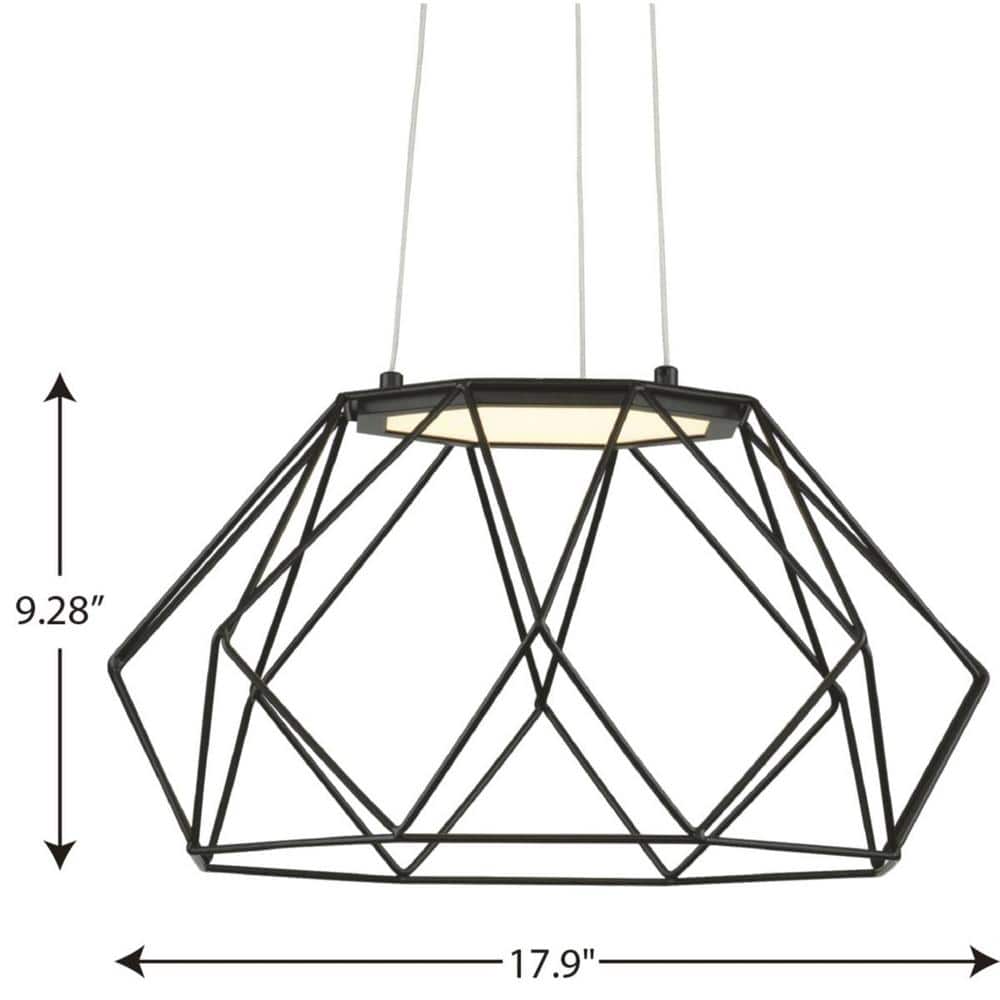 Matte Black Modern Geodesic LED Pendant with Open Diamond Frame