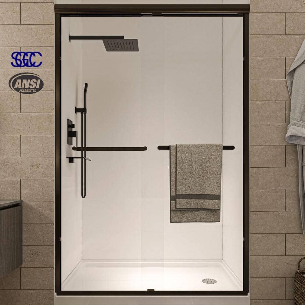 46 in. to 48 in. W x 72 in. H Sliding Framed Shower Door in Oil Rubbed Bronze with Clear Glass Double Sliding Reversible price history on PriceWatchPro