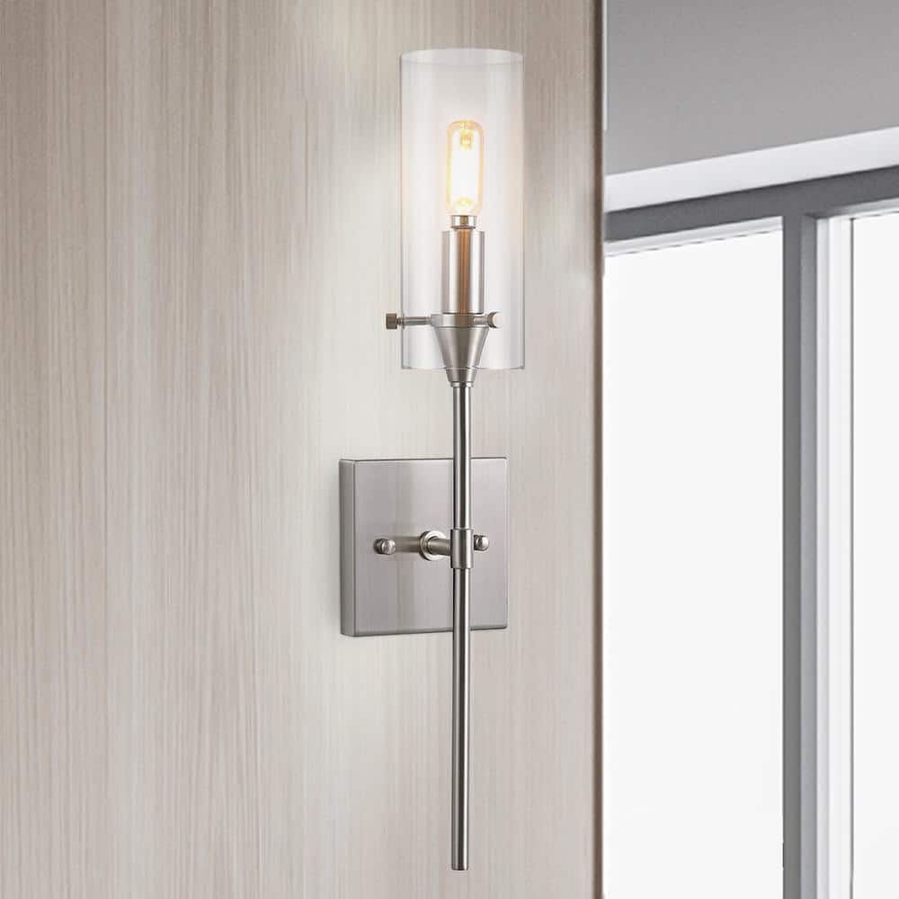 Cato Brushed Nickel LED Vanity Light with Clear Glass Shade