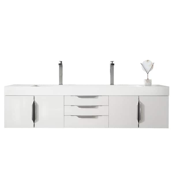James Martin Vanities Columbia 72.5 in. W x 18.8 in. D x 14.5 in. H Double Bath Vanity Cabinet without Top in Glossy White