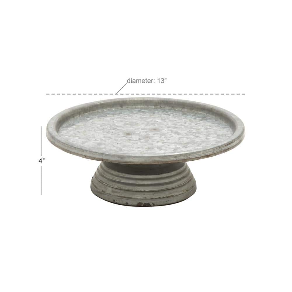 Gray Galvanized Metal Decorative Cake Stand, 14"
