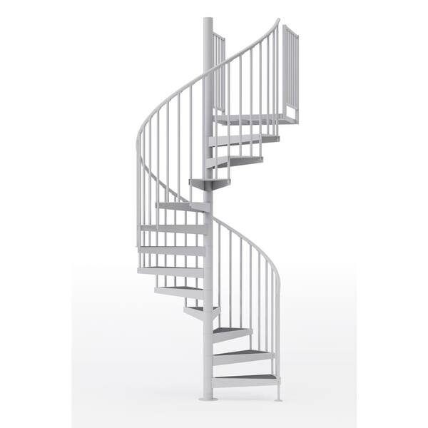 Mylen STAIRS Condor White Interior 60in Diameter, Fits Height 102in - 114in, 1 36in Tall Platform Rail Spiral Staircase Kit