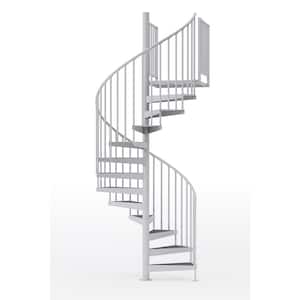 Condor White Interior 60in Diameter, Fits Height 102in - 114in, 2 42in Tall Platform Rails Spiral Staircase Kit