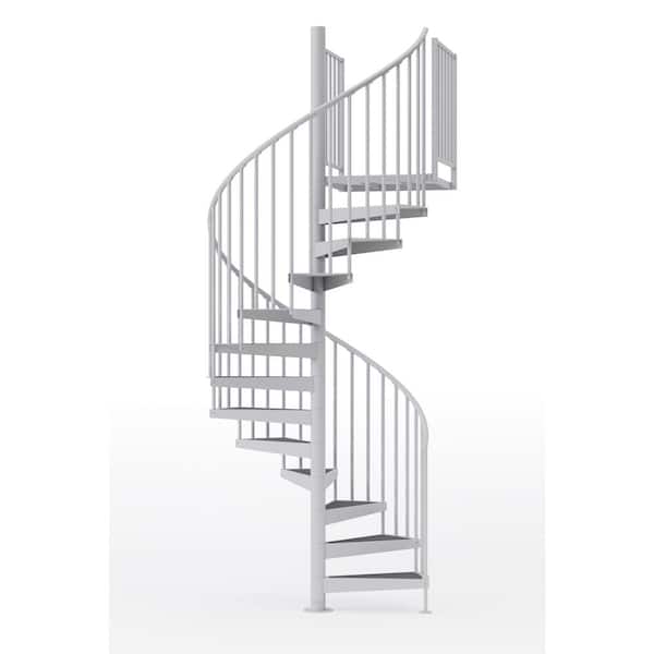 Mylen STAIRS Condor White Interior 60in Diameter, Fits Height 119in - 133in, 2 42in Tall Platform Rails Spiral Staircase Kit