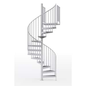 Condor White Interior 60in Diameter, Fits Height 93.5in - 104.5in, 2 36in Tall Platform Rails Spiral Staircase Kit