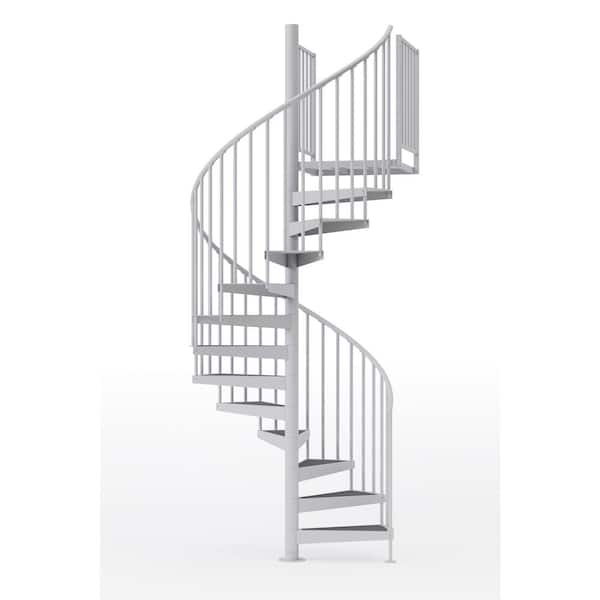 Mylen STAIRS Condor White Interior 60in Diameter, Fits Height 127.5in - 142.5in, 2 42in Tall Platform Rails Spiral Staircase Kit