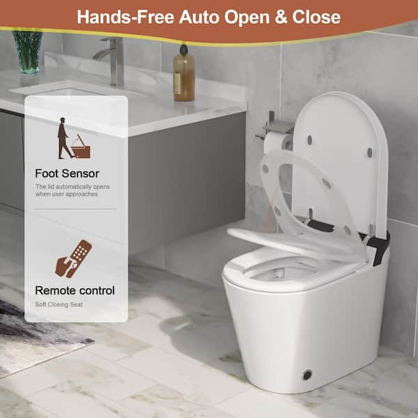 Logmey Elongated Smart Toilet | Heated Seat, Auto Flush, Night Light, Remote Control | MT-7G610