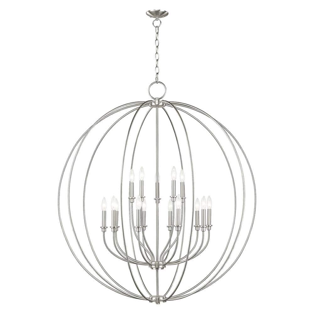 Elegant Brushed Nickel 15-Light Candelabra Chandelier