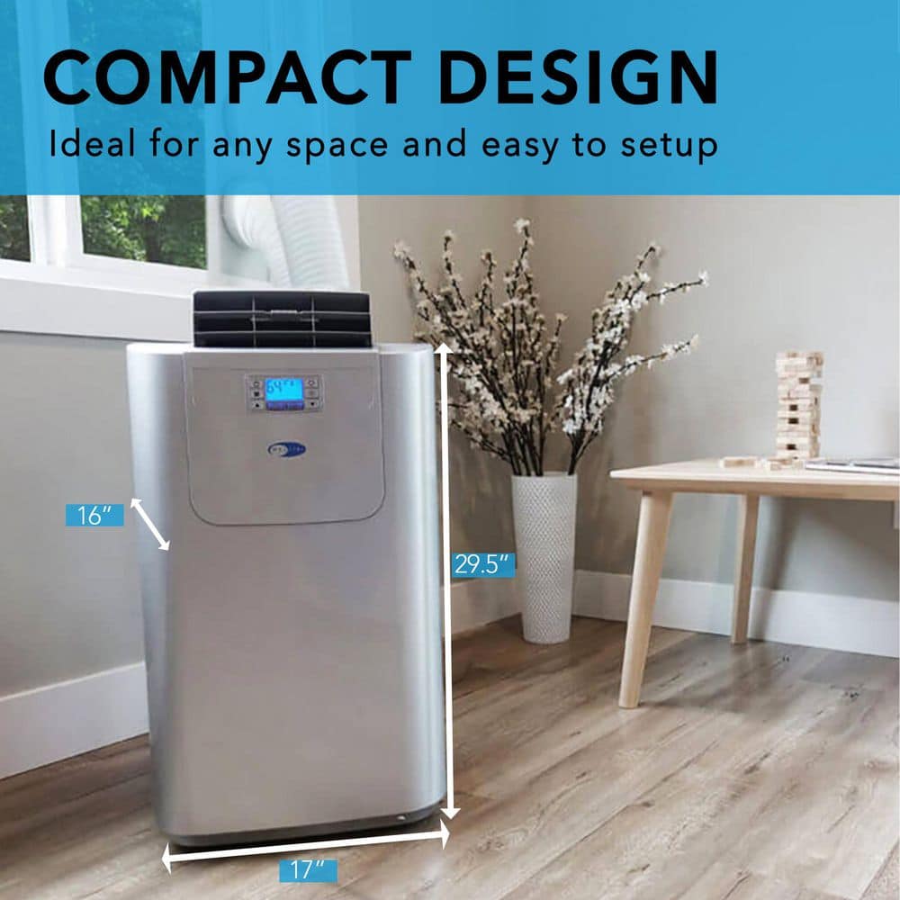 Whynter Gray Dual Hose Portable Air Conditioner with Heater and Remote