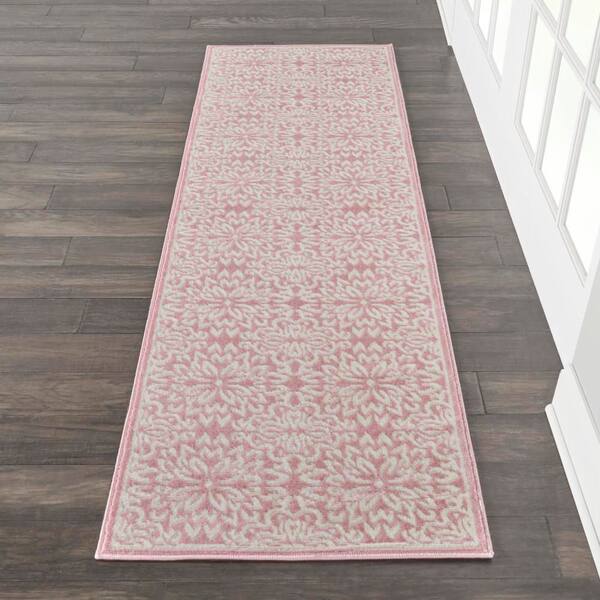 Jubilant Ivory/Pink 2 ft. x 7 ft. Moroccan Farmhouse Kitchen Runner Area Rug