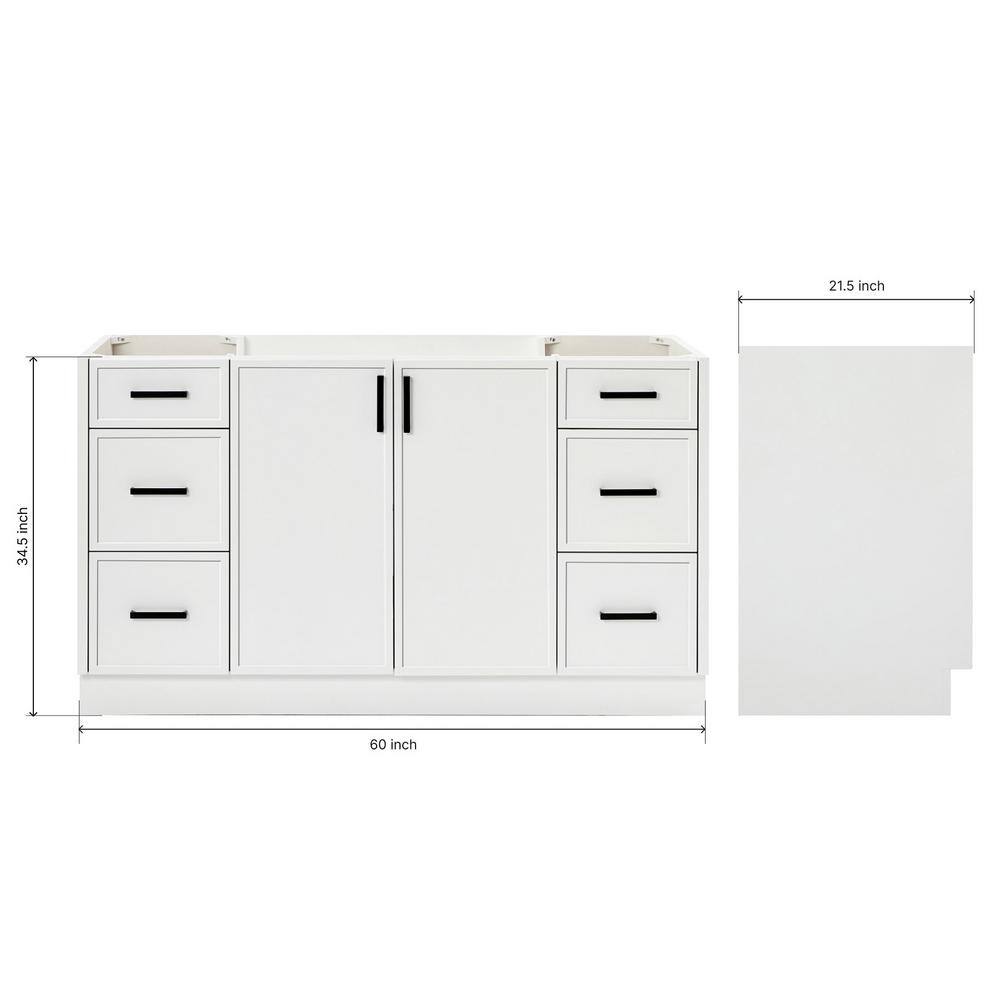 Kelly 60" White Solid Wood Freestanding Bathroom Vanity