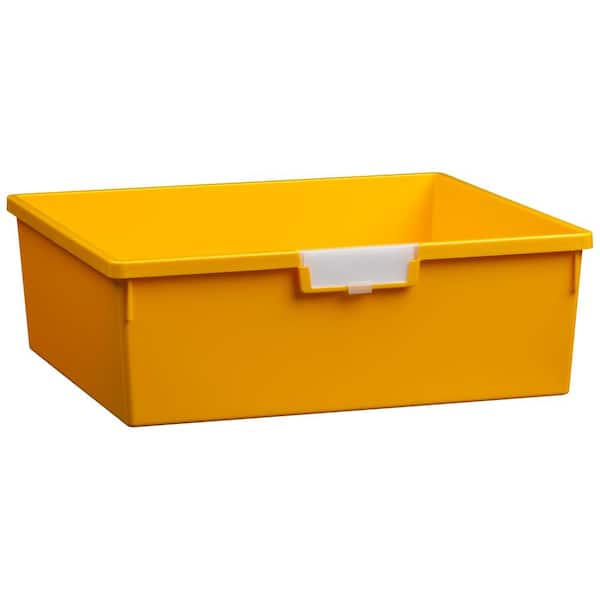 Unbranded 8 Gal. 6 in. Wide Line Double Depth Storage Tote in Primary Yellow