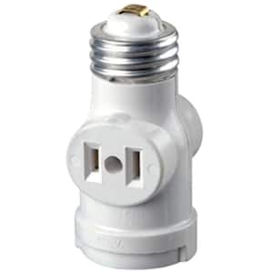 2-Outlet White Socket with Pull Chain