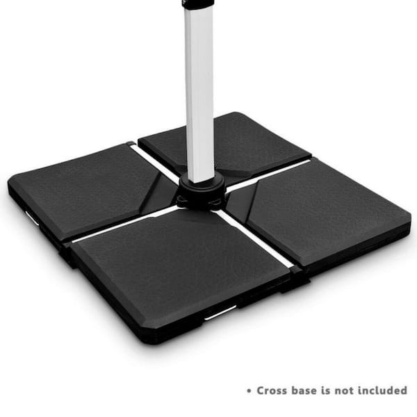Kadehome 4-Piece Fillable Square Patio Umbrella Base for Cantilever Offset Umbrella with Handle and Funnel in Black