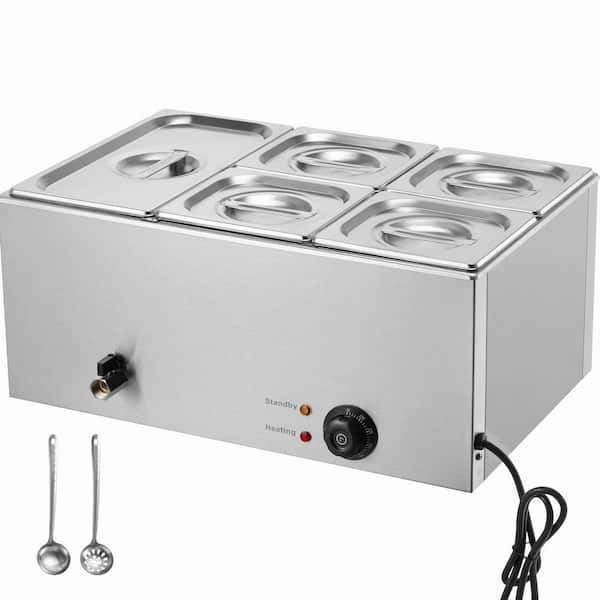 SVOPES 5-Pan Commercial Food Warmer, 15. 3 qt. Electric Steam Table, 1200W Stainless Steel Buffet Bain Marie with Temp Control