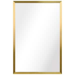 36 in. x 24 in. Contempo Rectangle Brushed Gold Stainless Steel Framed Wall Mirror