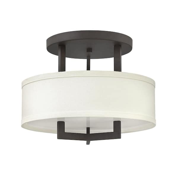 Hinkley Hampton 15 In. 3-light Buckeye Bronze Semi-flush Mount With Off 