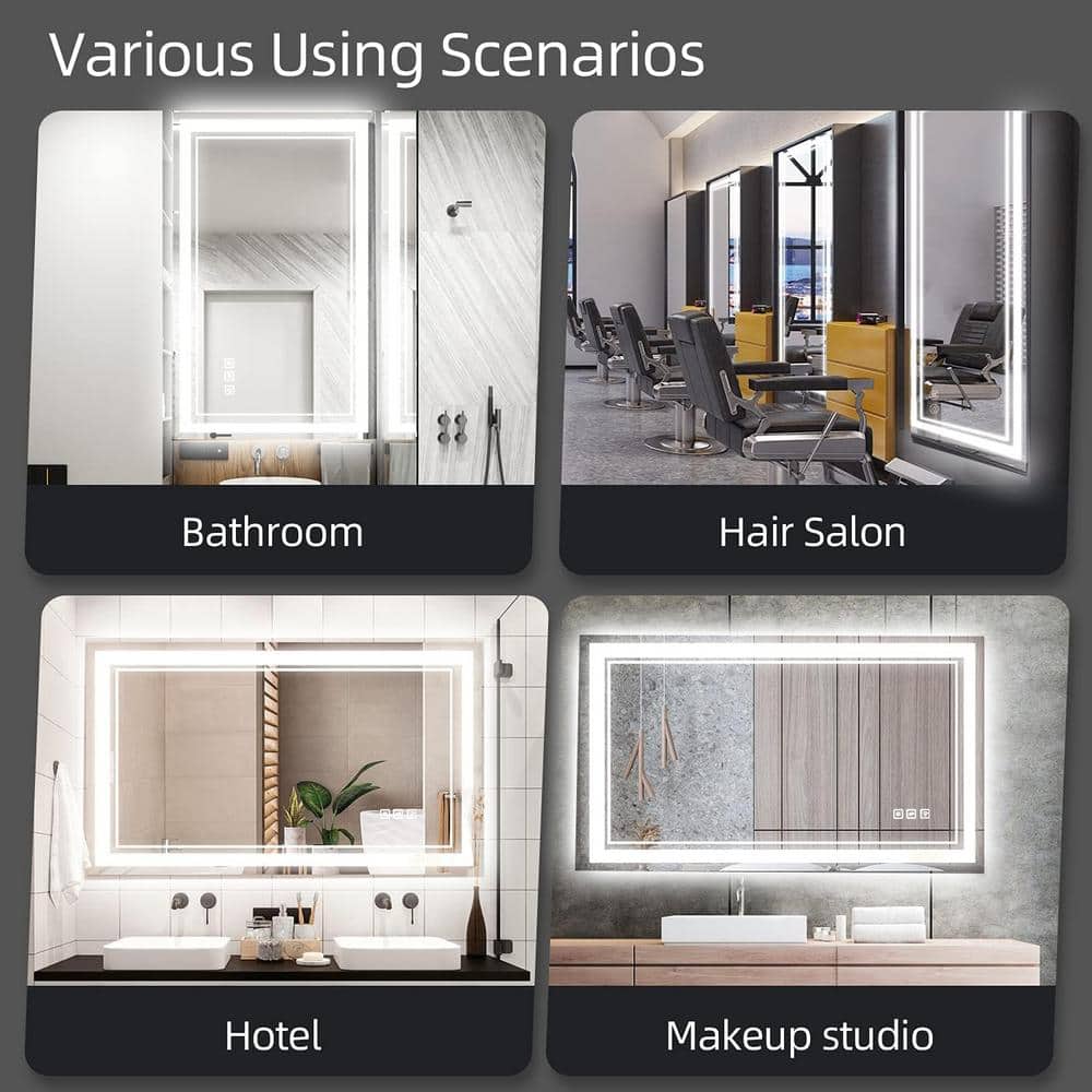 48" Frameless Rectangular LED Bathroom Vanity Mirror