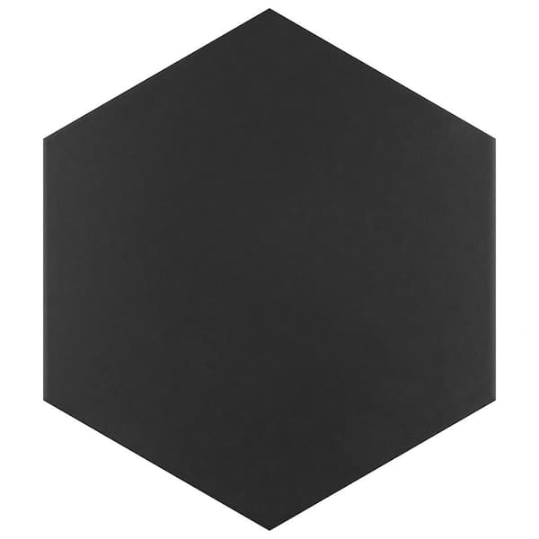 Merola Tile Apini Hex Matte Black 9-1/8 in. x 10-1/2 in. Porcelain Floor and Wall Tile (7.14 sq. ft./Case)
