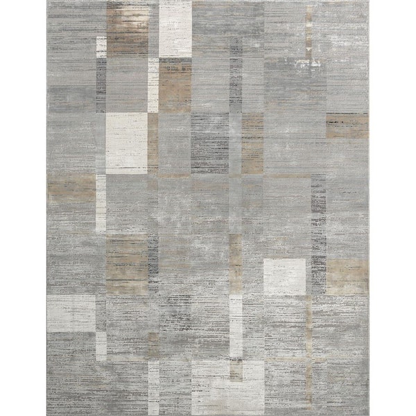 Celeste 4 ft. x 4 ft. Grey Tones Abstract Washable Area Rug