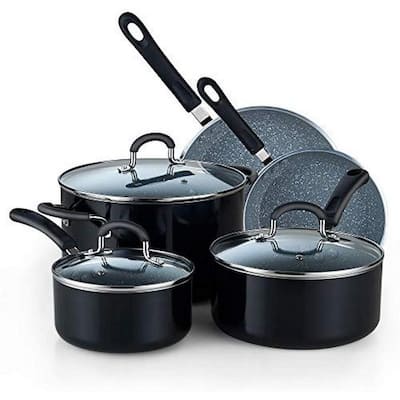 Philippe Richard Charcoal 8pc Lite Cast Aluminum Cookware Set, Black