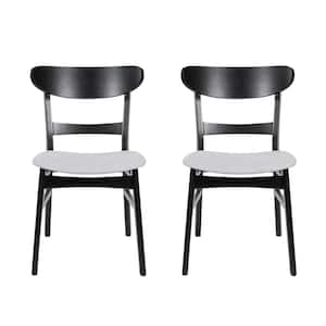 Cordoba Light Beige and Matte Black Fabric and Wood Dining Chair (Set of 2)