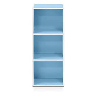 Tropika 31.49 in. Light Blue/White Faux Wood 3-shelf Standard Bookcase with Storage