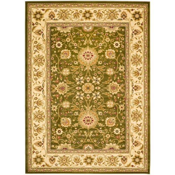Lyndhurst Sage/Ivory 8 ft. x 11 ft. Border Floral Antique Area Rug