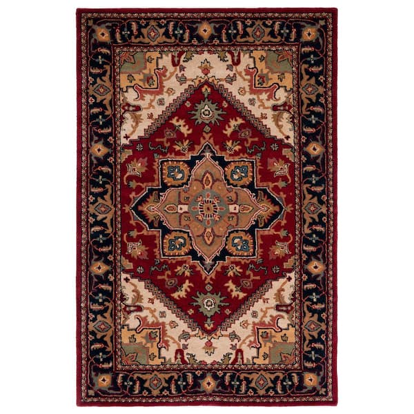 SAFAVIEH Heritage Red 4 ft. x 6 ft. Border Floral Medallion Area Rug