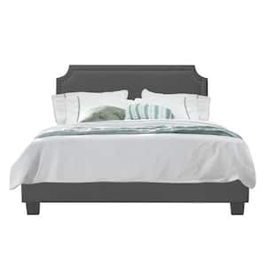 Regal Gray Velvet King Upholstered Bed