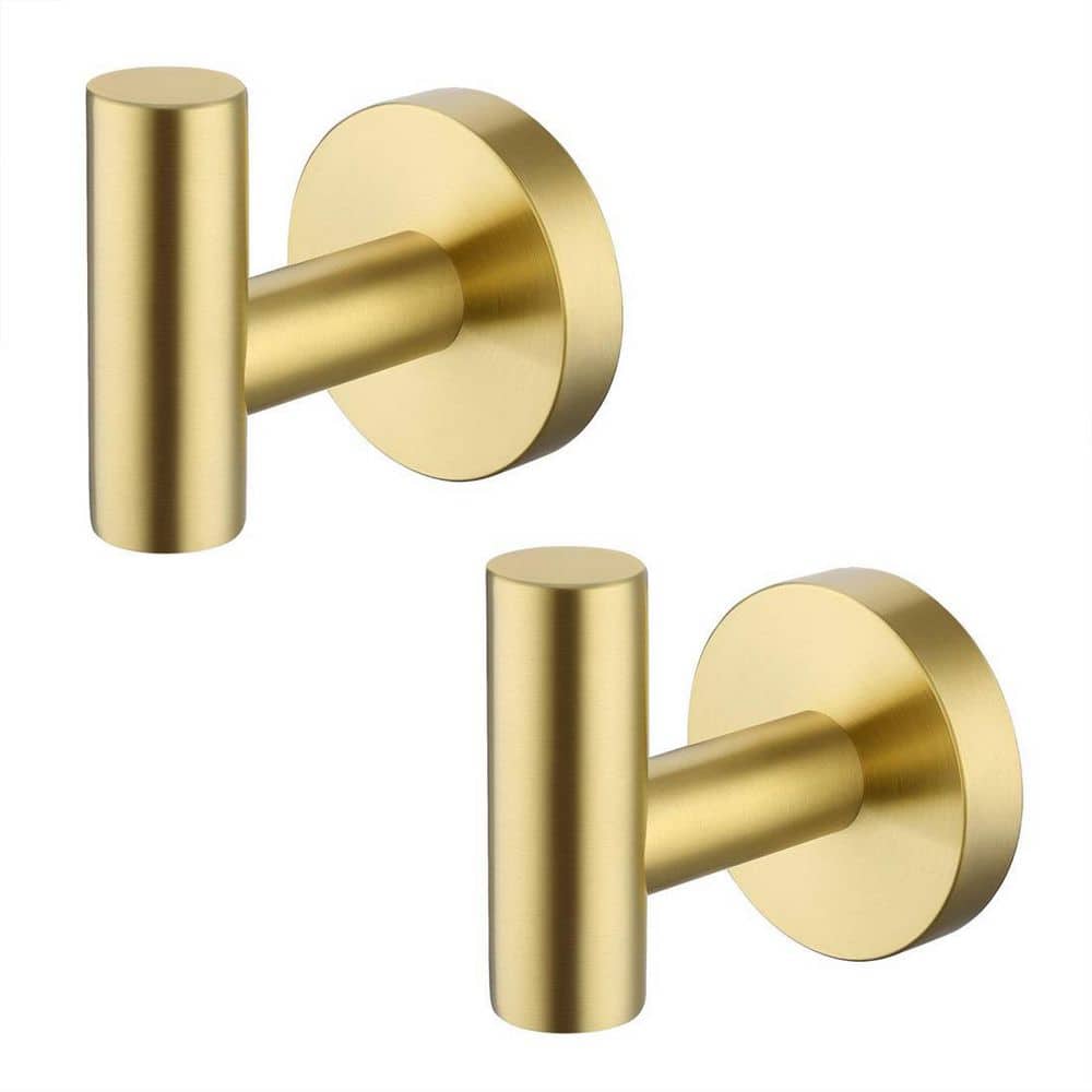 Dracelo Brushed Brass Wall Mount Round Stainless Steel Bathroom
