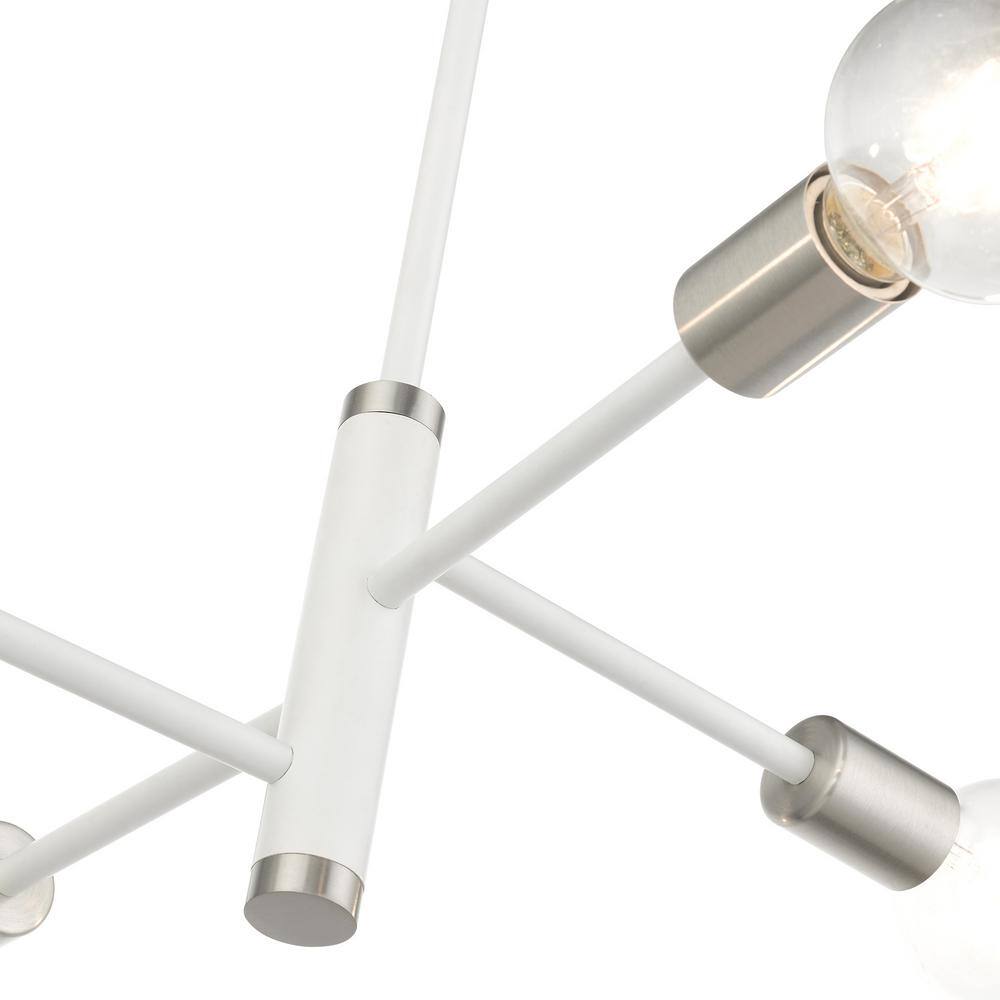 White Mini 4-Light Chandelier with Nickel Accents