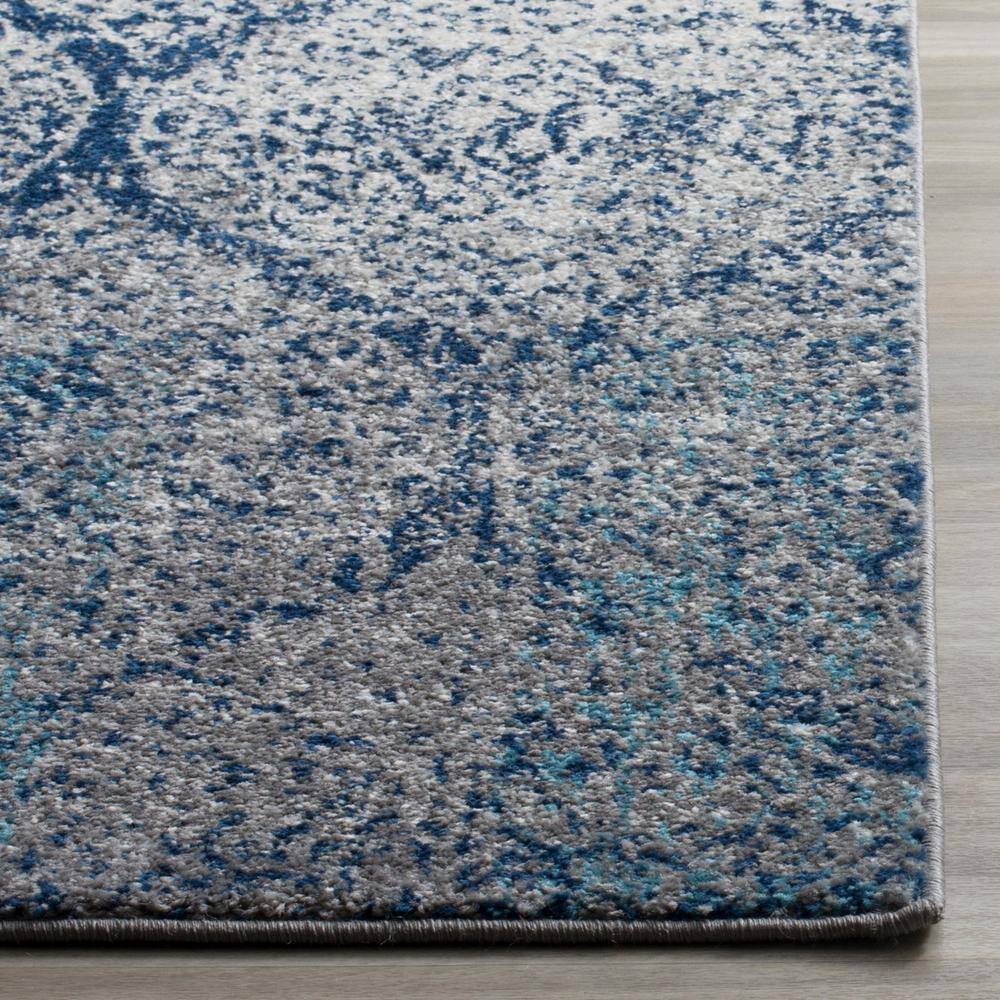 Elegant Navy/Silver Synthetic 9' Square Area Rug with Easy Care