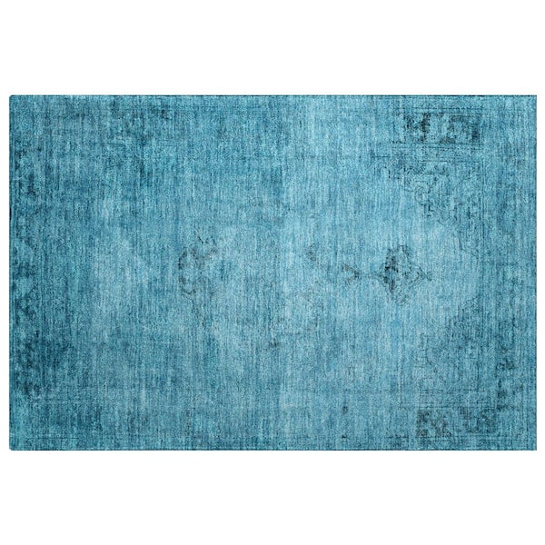 Dream Shag Premium Machine Washable Abstract ADS658 Blue 2 ft. x 3 ft. Accent Rug