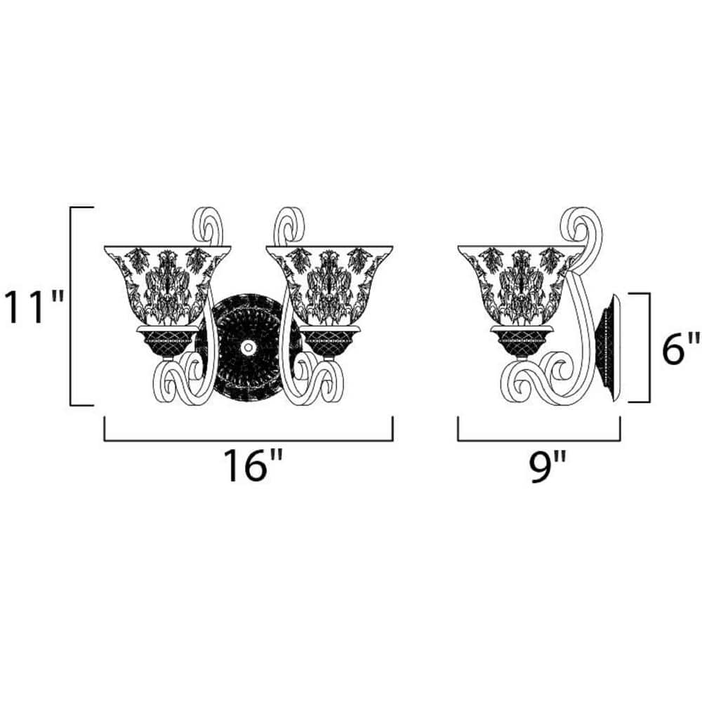 Oil Rubbed Bronze 2-Light Glass Shade Wall Sconce