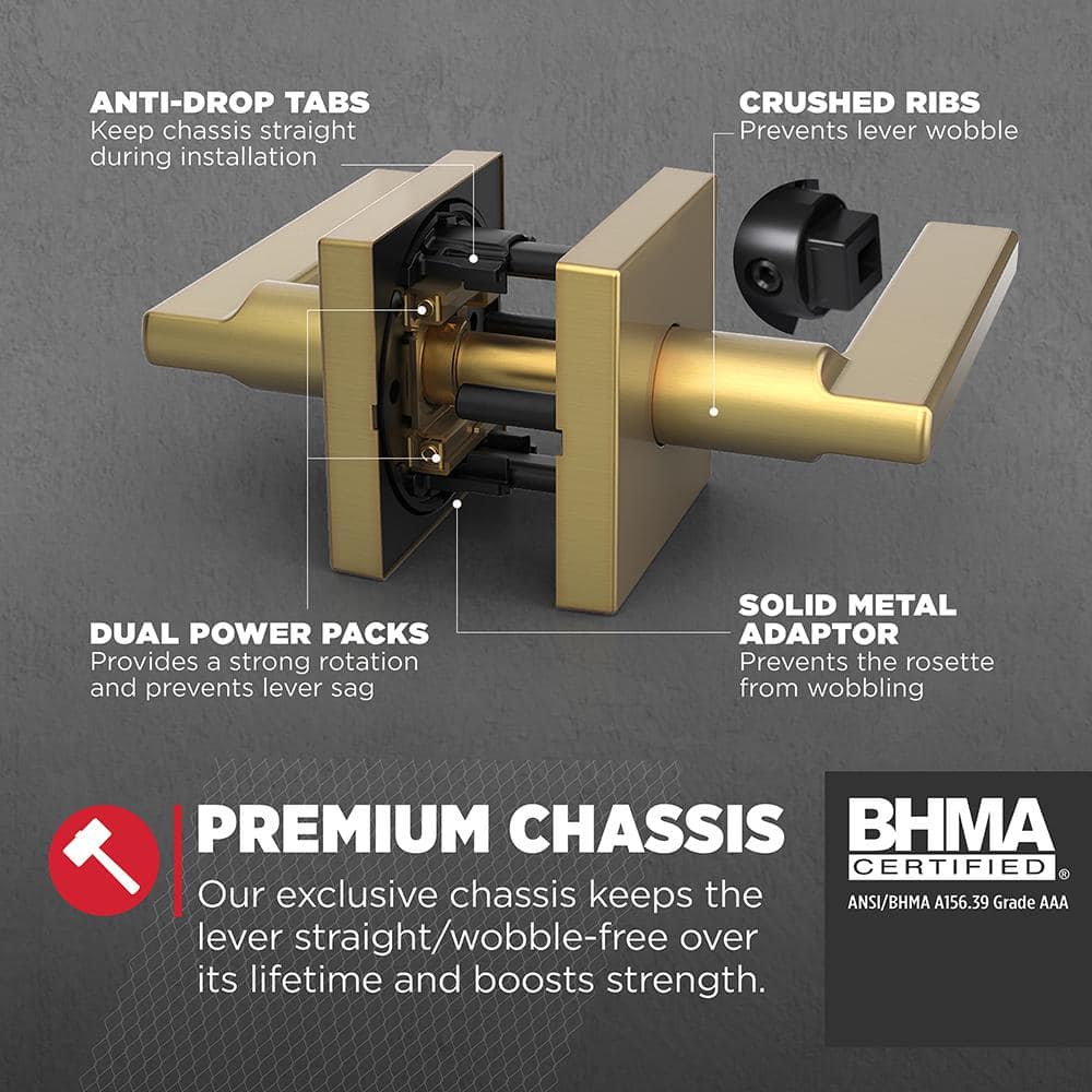 Satin Brass Contemporary Passage Door Handle Lever