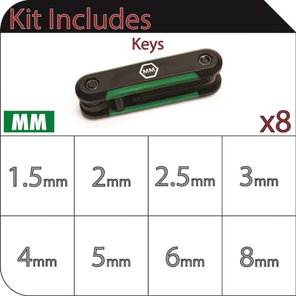 Folding Hex Set, Metric (8-Piece)