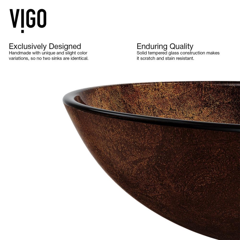 Russet Brown Glass Circular Vessel Sink