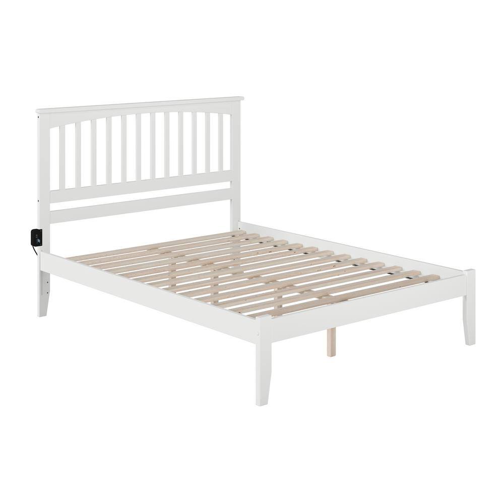 Mission King Size Platform Bed with Slatted Wood Headboard in Light Finish